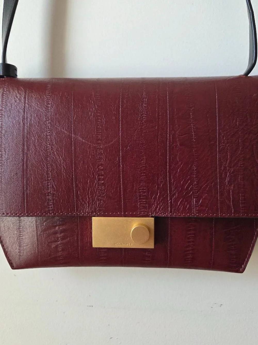 EUC LIKE NEW ALL SAINTS CROSSBODY BAG / CLUTCH LEATHER GOLD TONE HARDWARE